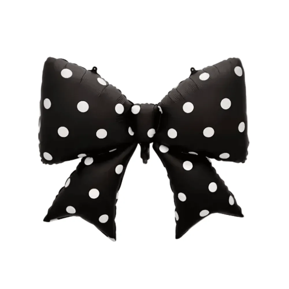 Outlet Partybarco Black Polka Dot Bow Foil Balloon