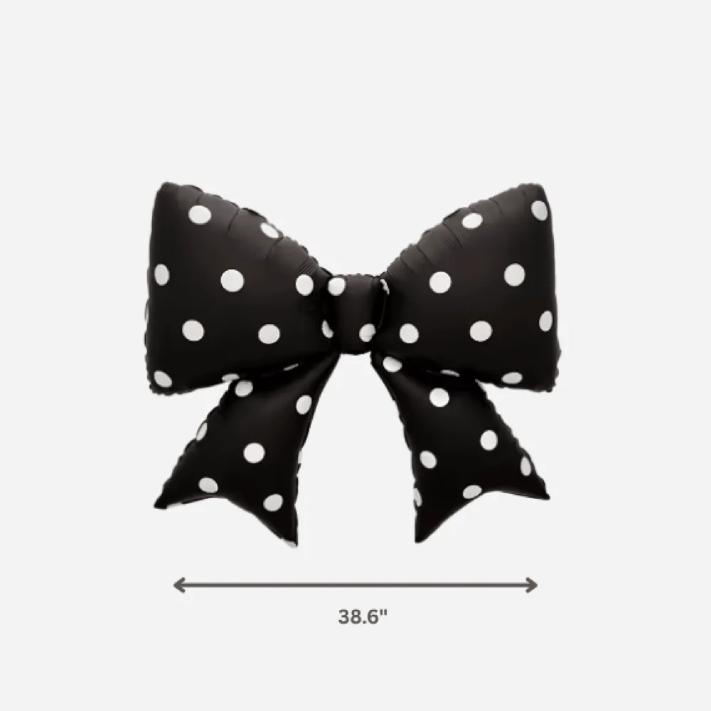 Outlet Partybarco Black Polka Dot Bow Foil Balloon
