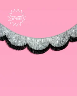 xo, Fetti Black & Silver Scallop Fringe Banner