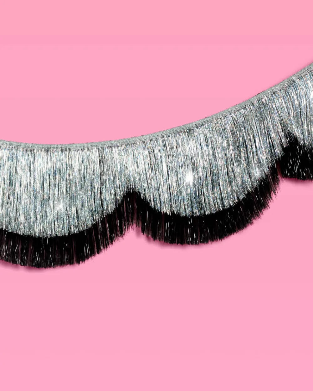 xo, Fetti Black & Silver Scallop Fringe Banner