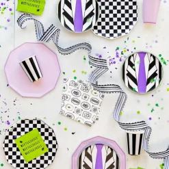 Outlet Bonjour Fete Black & White Signature Checker Large Plates