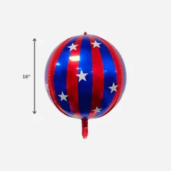 Clearance Partybarco Blue and Red Striped Orb Foil Balloon