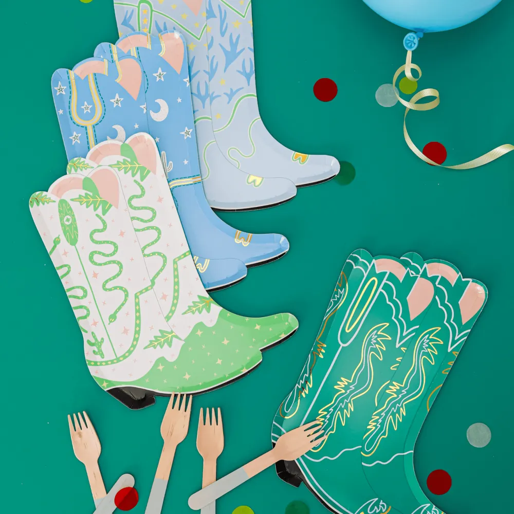 Outlet Jollity & Co. + Daydream Society Blue Cowboy Boot Shaped Plates