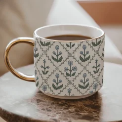 Hot Sweet Water Decor Blue Floral Bone China Coffee Mug