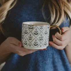 Hot Sweet Water Decor Blue Floral Bone China Coffee Mug