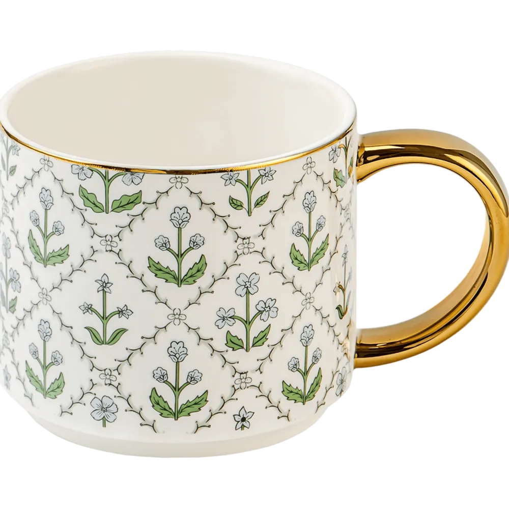 Hot Sweet Water Decor Blue Floral Bone China Coffee Mug