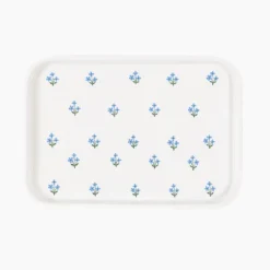 Best Trudie Blue Floral Hand-painted Enamelware Tray