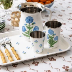Best Trudie Blue Floral Hand-painted Enamelware Tray