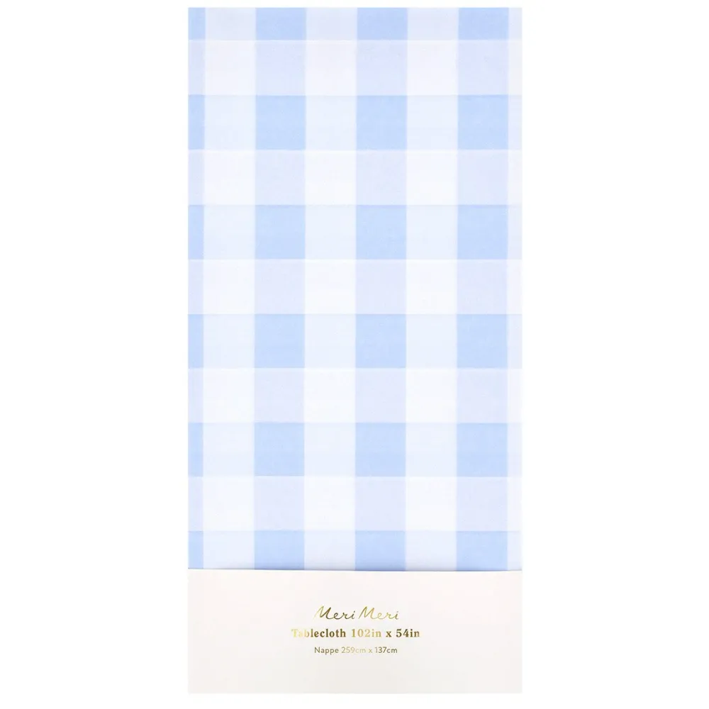 Outlet Meri Meri Blue Gingham Paper Tablecloth