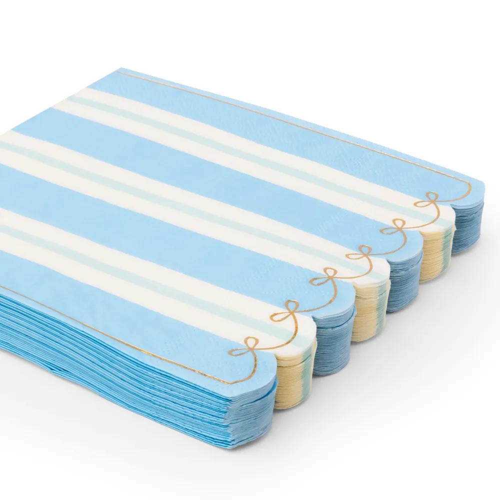 Online Bonjour Fete Blue & Mint Regency Stripe Large Napkins