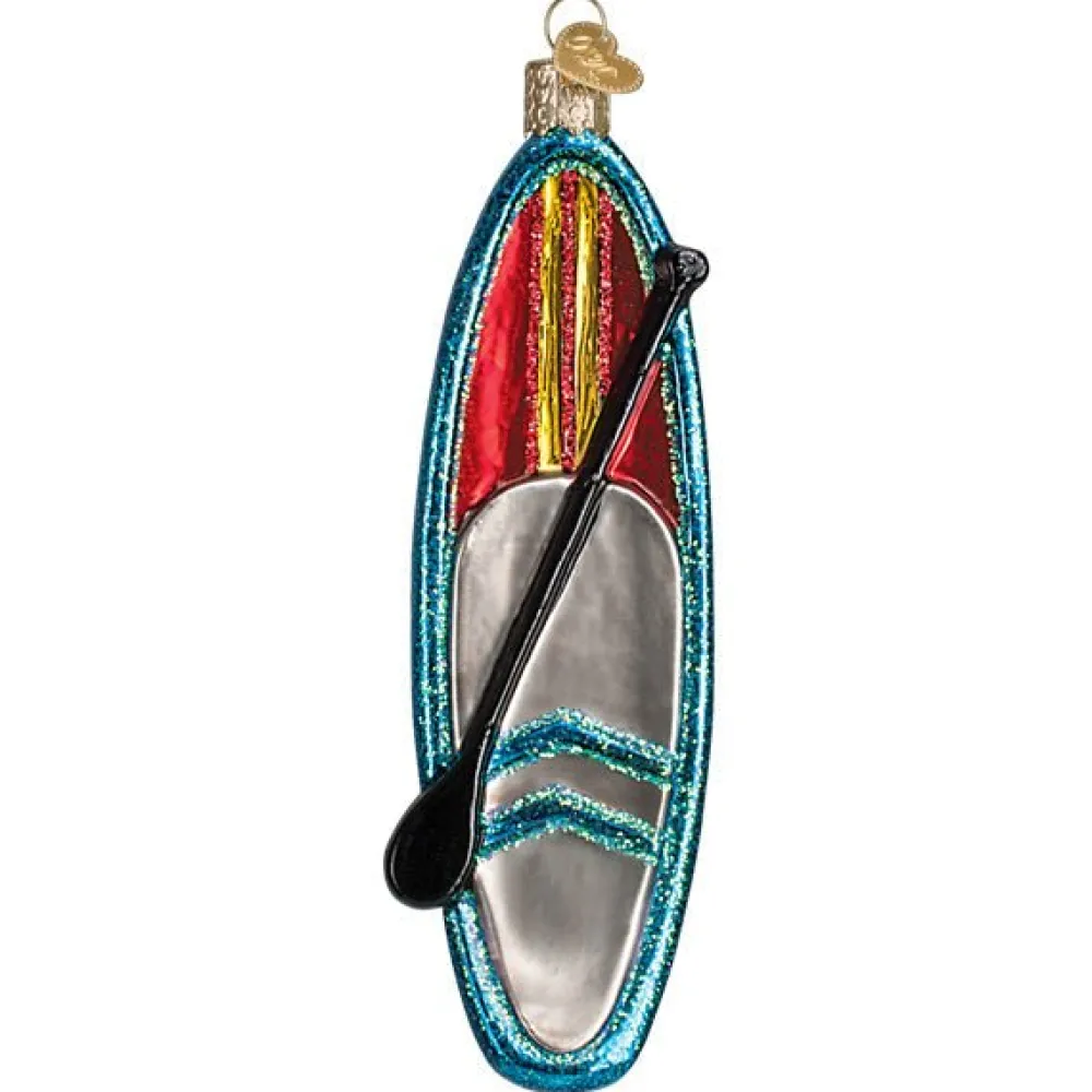 Outlet Old World Christmas Blue Stand Up Paddle Board Ornament