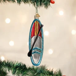 Outlet Old World Christmas Blue Stand Up Paddle Board Ornament
