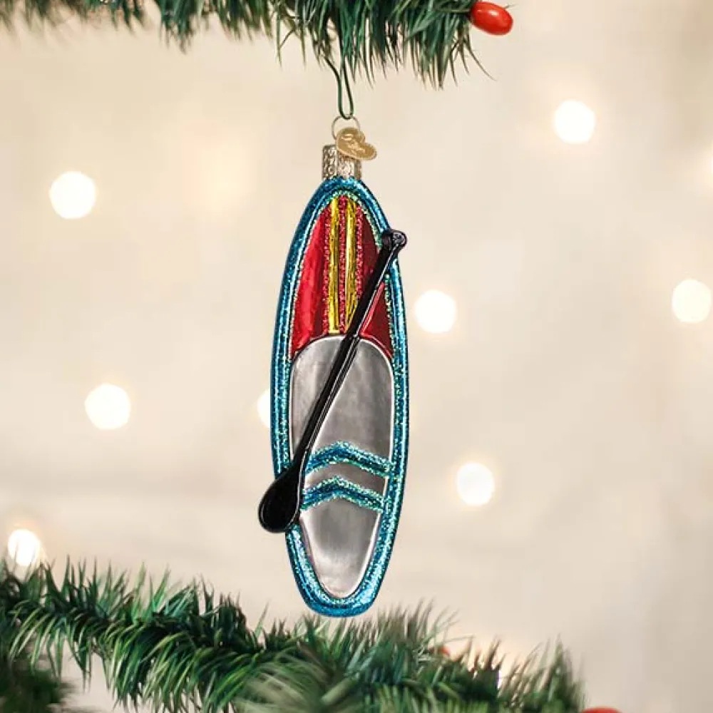 Outlet Old World Christmas Blue Stand Up Paddle Board Ornament
