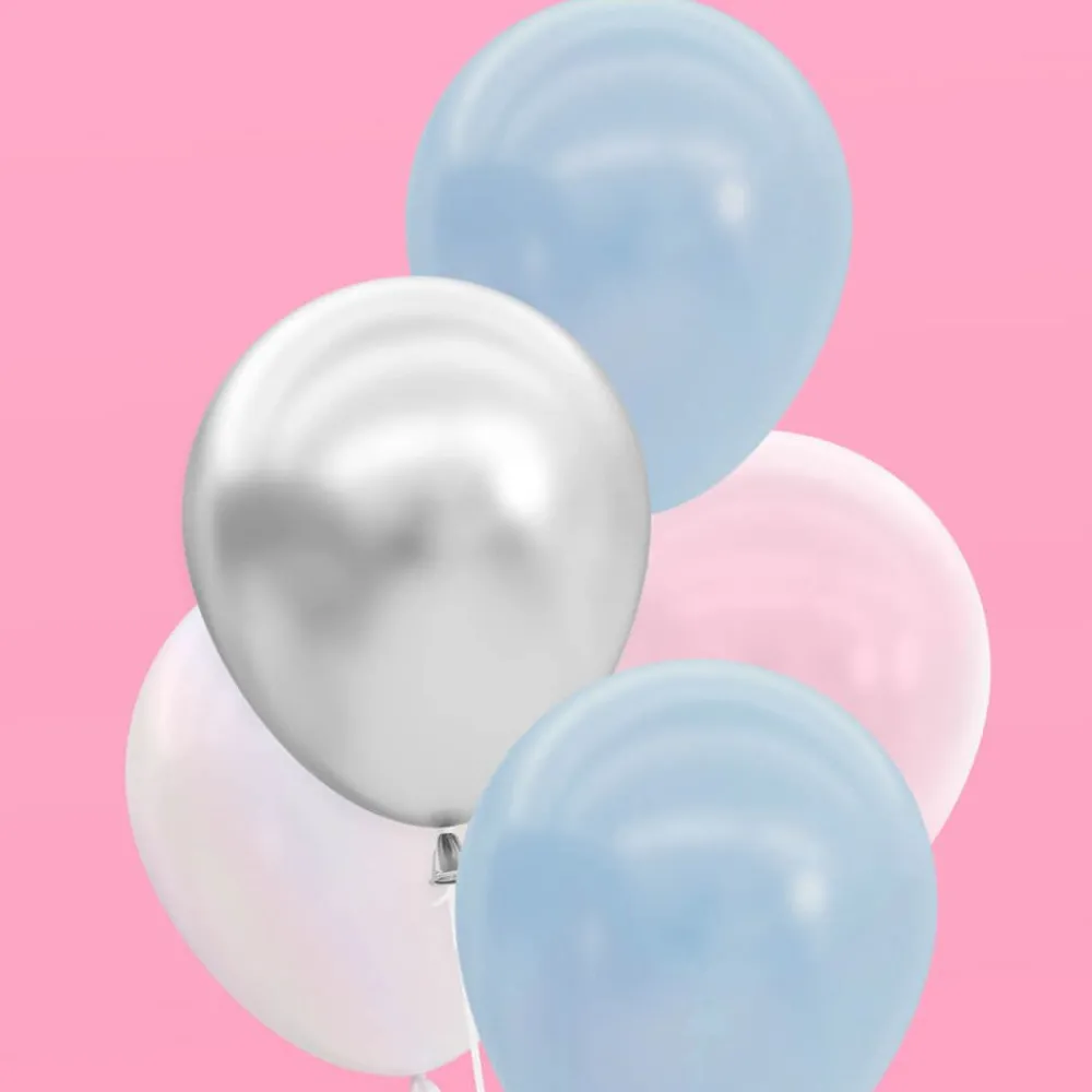 Hot xo, Fetti Blue, White & Silver Balloon Set