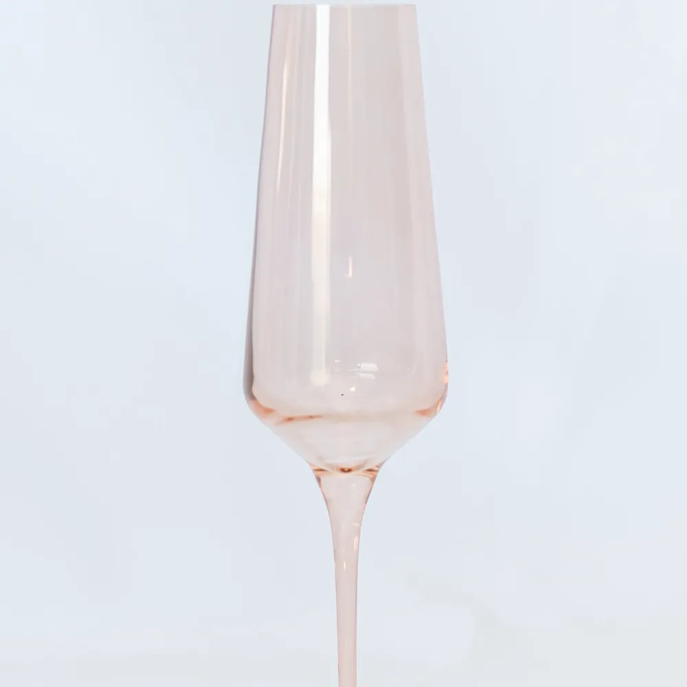 New Estelle Colored Glass Blush Pink Champagne Flute Set