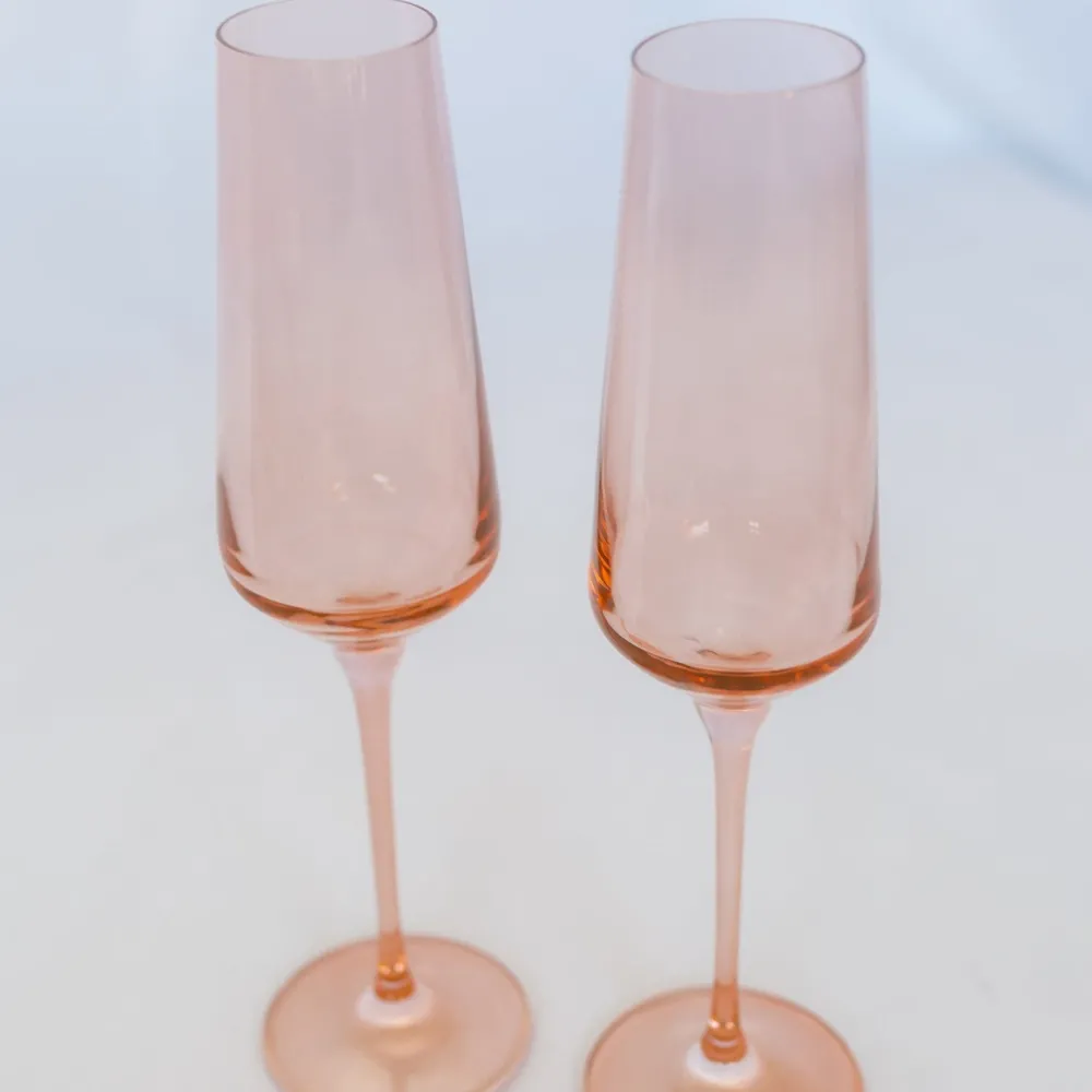 New Estelle Colored Glass Blush Pink Champagne Flute Set