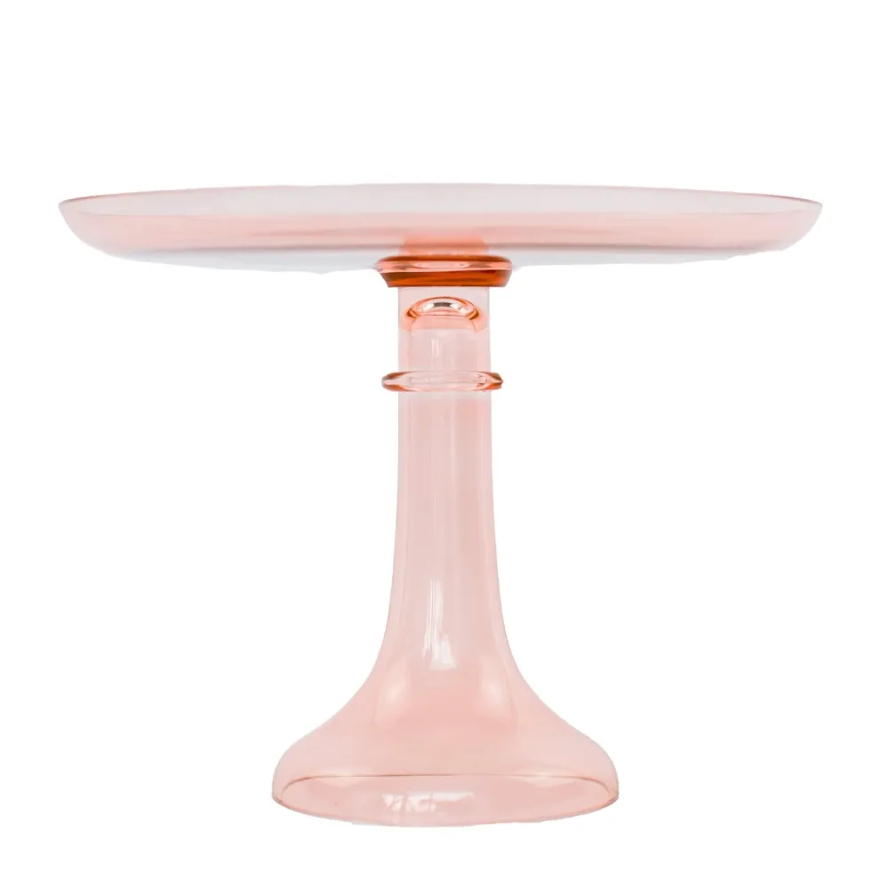Online Estelle Colored Glass Blush Pink Glass Cake Stand