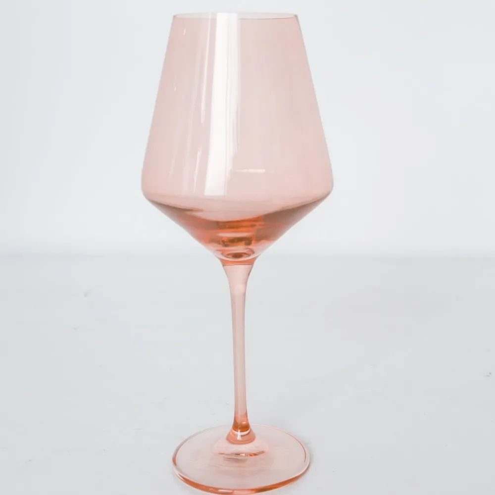 Discount Estelle Colored Glass Blush Pink Wine Glass Set