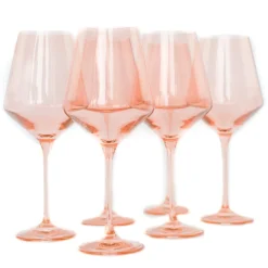 Discount Estelle Colored Glass Blush Pink Wine Glass Set