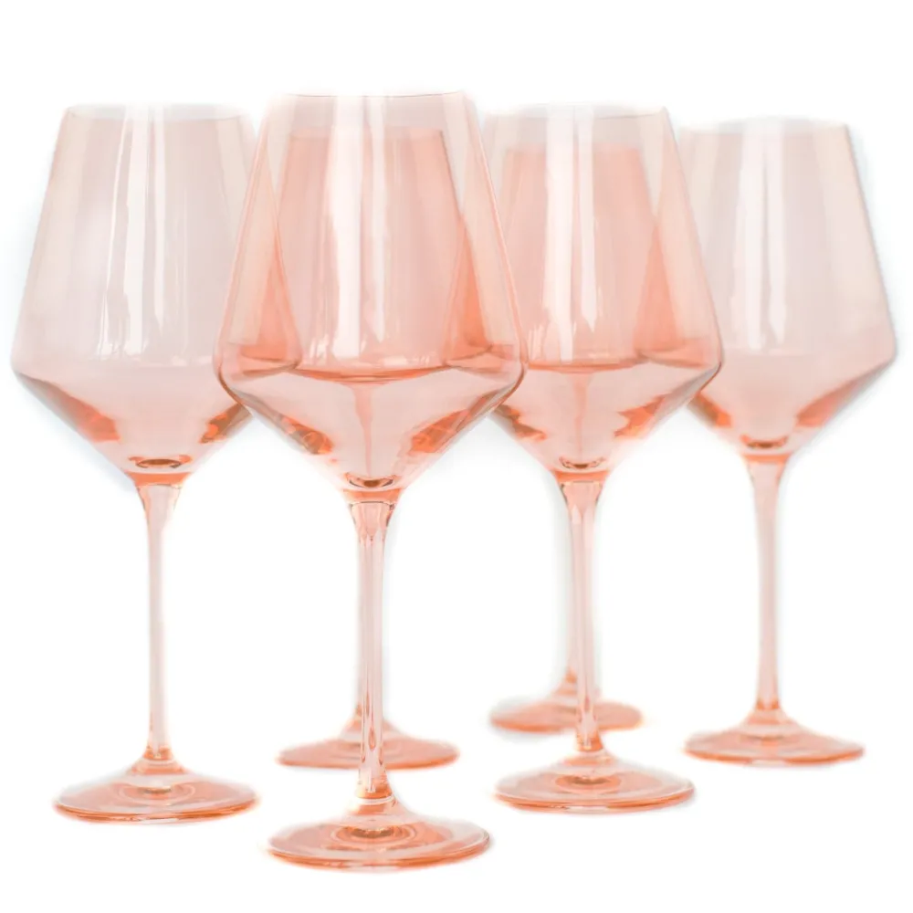 Discount Estelle Colored Glass Blush Pink Wine Glass Set