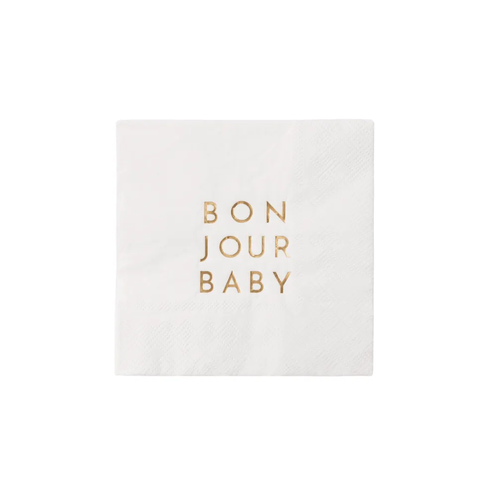 New Bonjour Fete Bonjour Baby Blanc White Cocktail Napkins