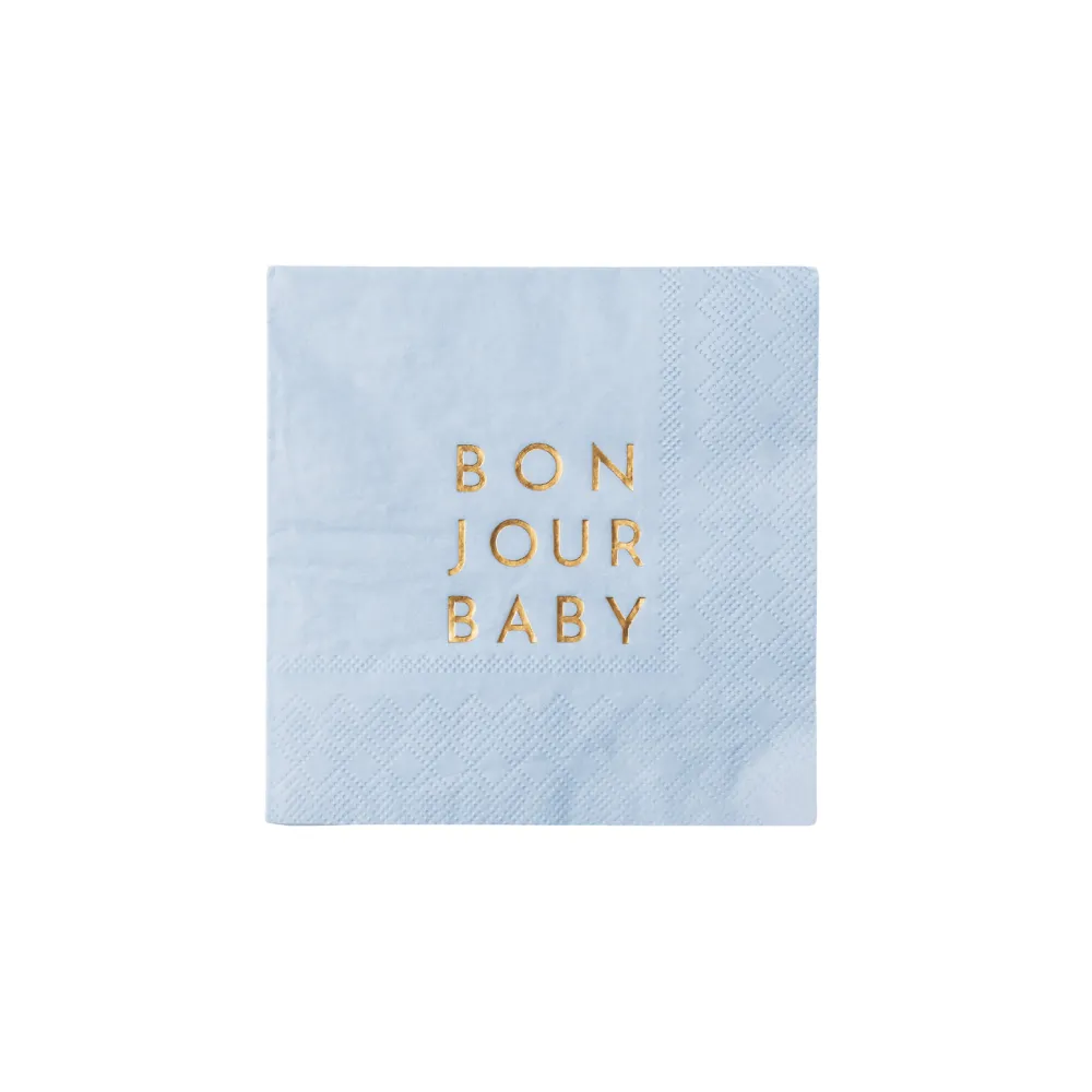 Hot Bonjour Fete Bonjour Baby Sky Blue Cocktail Napkins