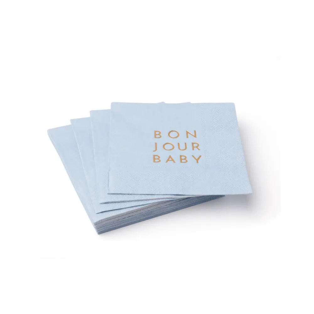 Hot Bonjour Fete Bonjour Baby Sky Blue Cocktail Napkins