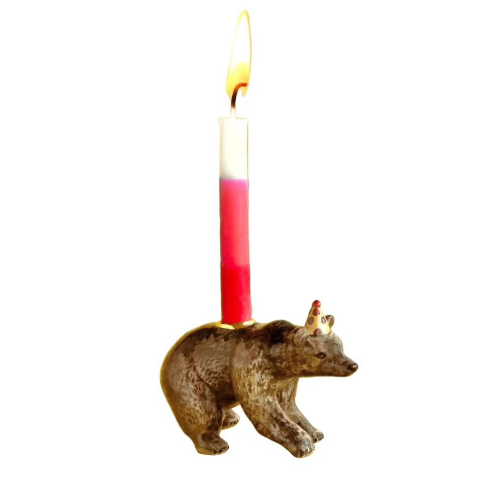 Outlet Camp Hollow Brown Bear Birthday Candle Holder