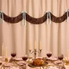 Discount xo, Fetti Brown Fringe Backdrop with Blue Velvet Bows