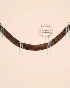 Discount xo, Fetti Brown Fringe Backdrop with Blue Velvet Bows