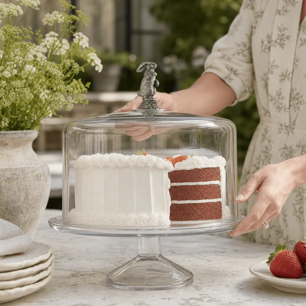 Best Vagabond House Bunny Glass Covered Cake / Dessert Stand