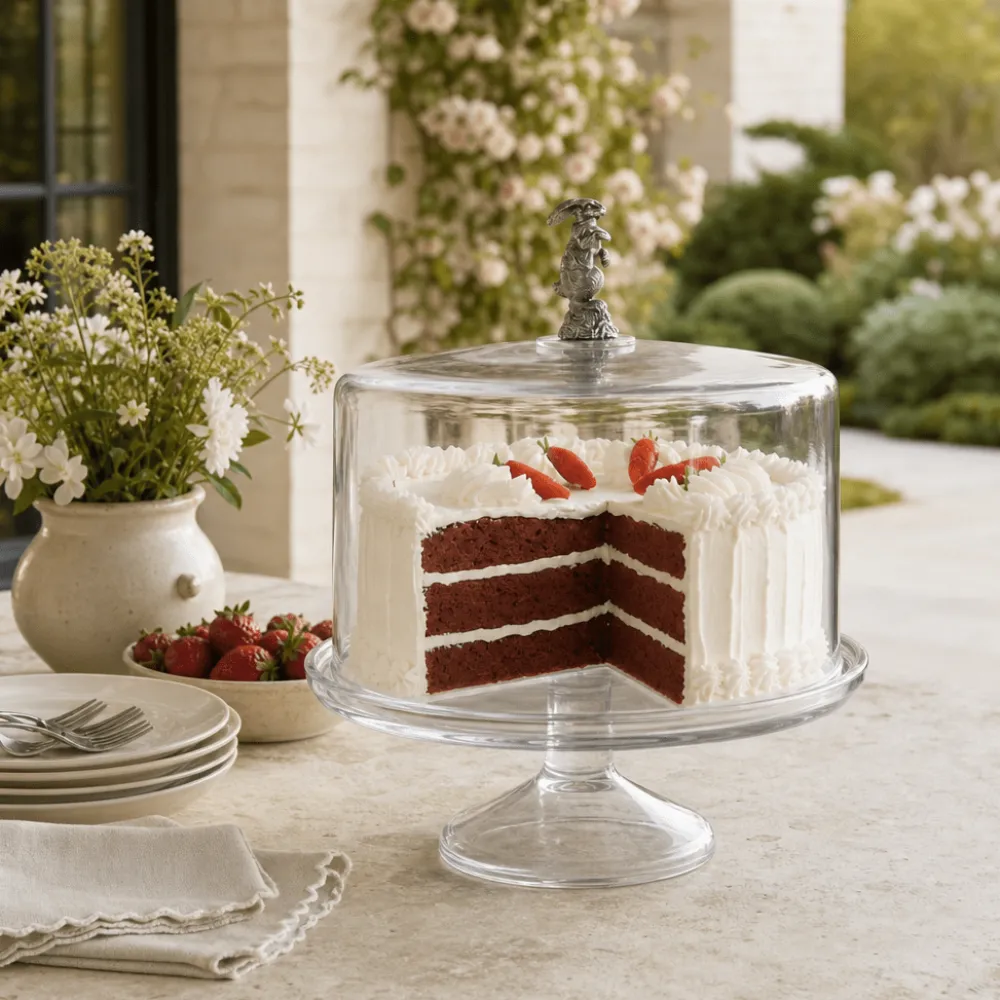 Best Vagabond House Bunny Glass Covered Cake / Dessert Stand