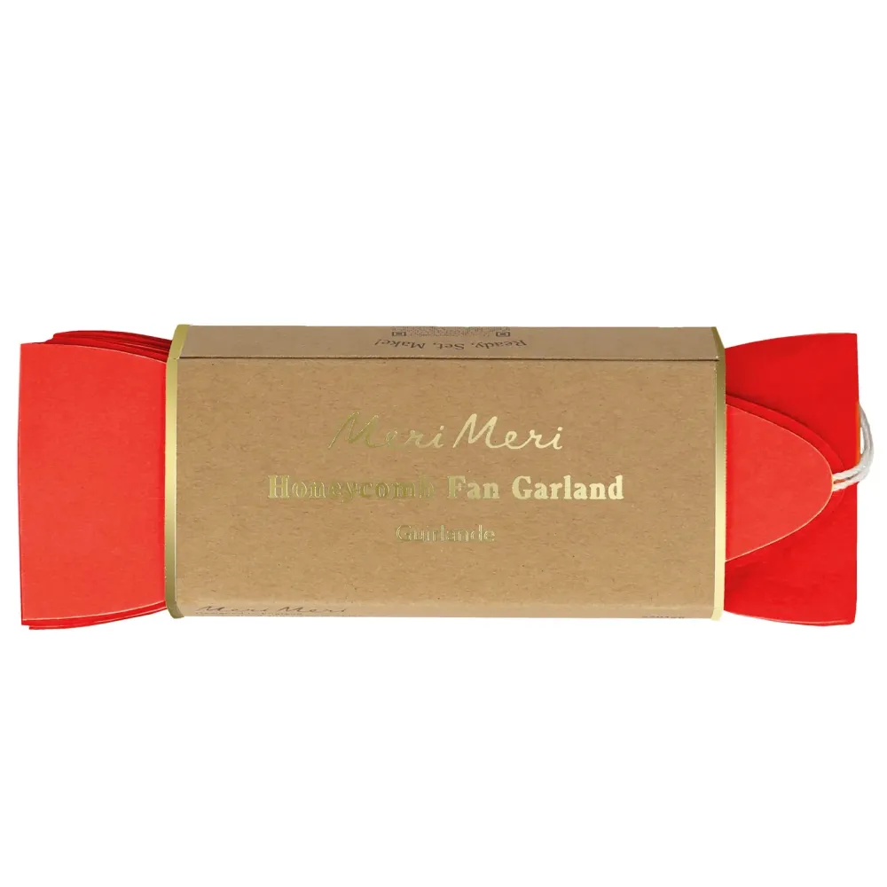New Meri Meri Candy Cane Stripe Honeycomb Garland