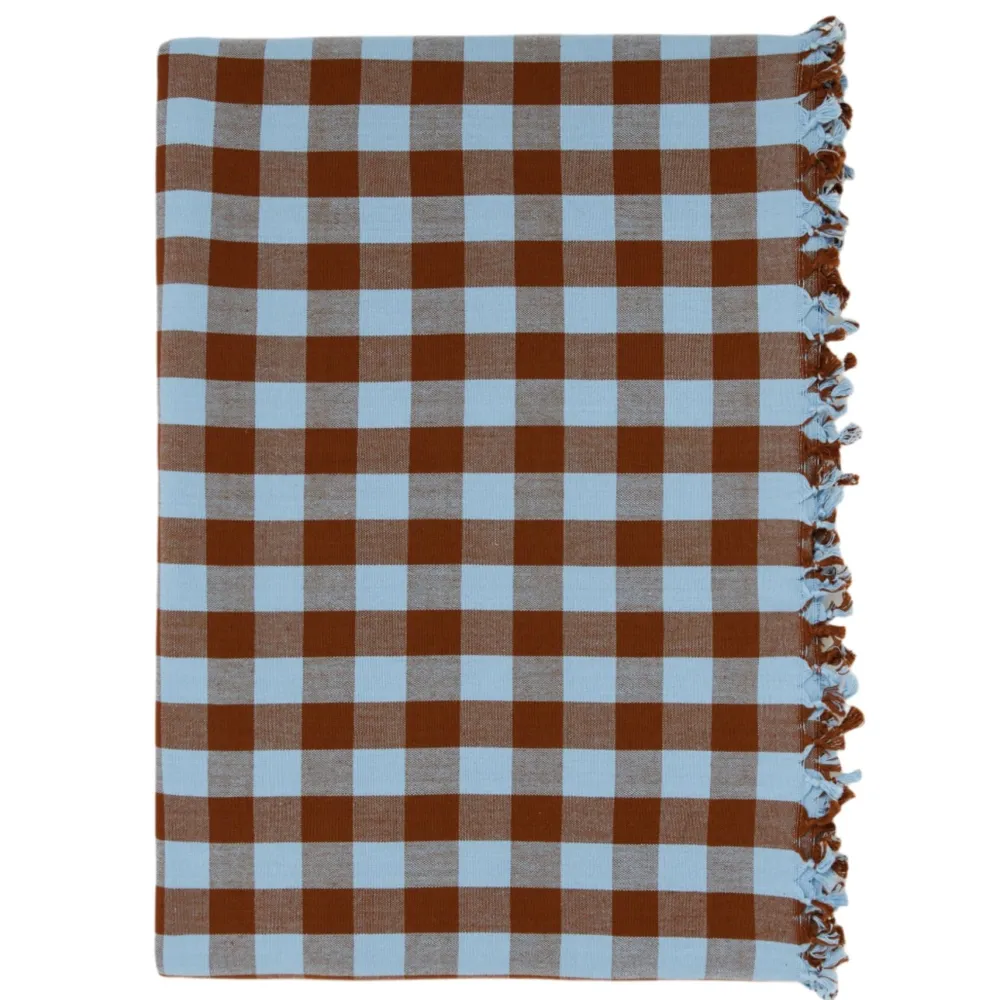 Best Heather Taylor Home Candy Gingham Blue Tablecloth