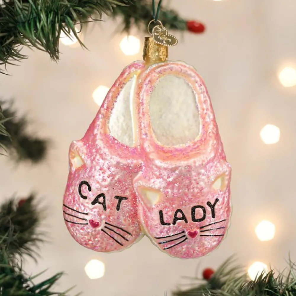 Discount Old World Christmas Cat Lady Slippers Ornament