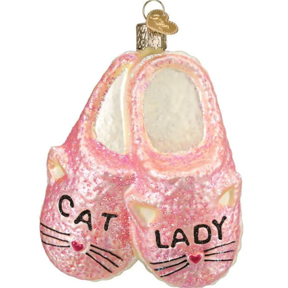 Discount Old World Christmas Cat Lady Slippers Ornament