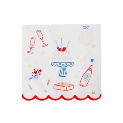 Discount Bonjour Fete Celebration Icon Large Napkins