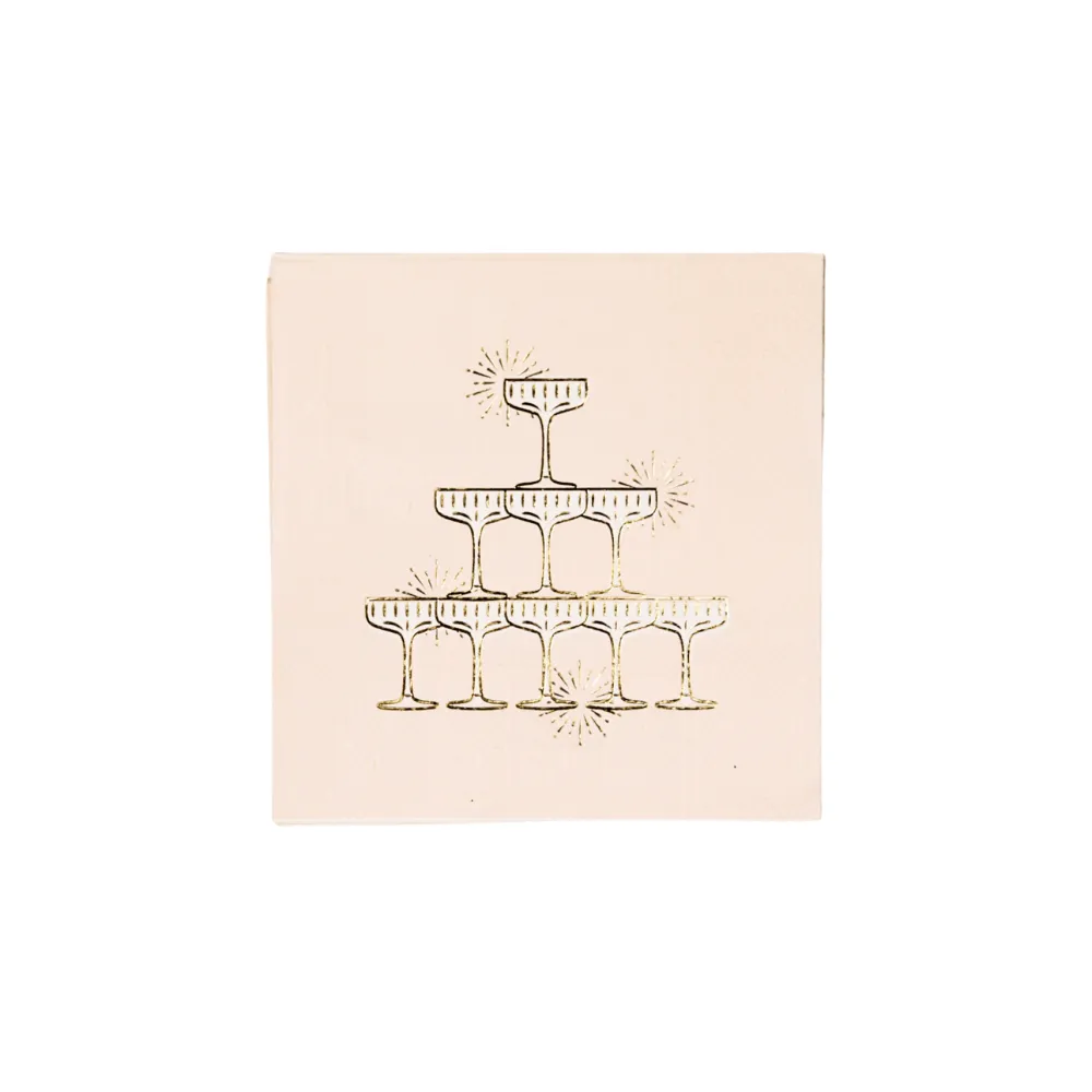 Hot Bonjour Fete Champagne Tower Peach Cocktail Napkins