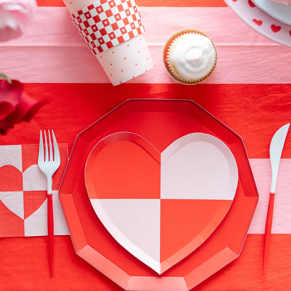 Clearance Bonjour Fete Check Mate Heart Shaped Plates