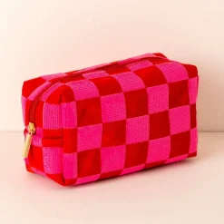 New Shiraleah Retail Check Pattern Zip Pouch