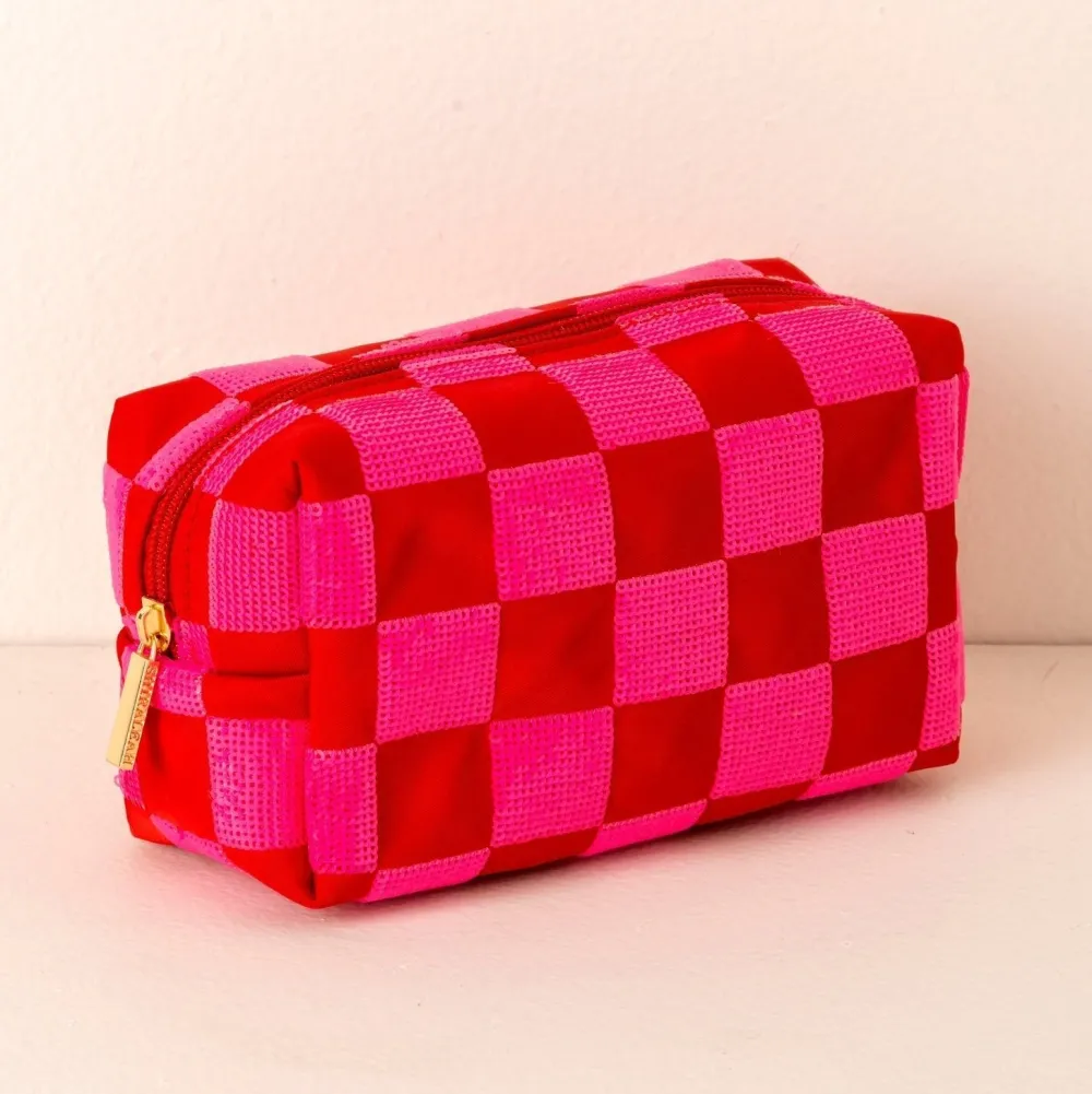 New Shiraleah Retail Check Pattern Zip Pouch