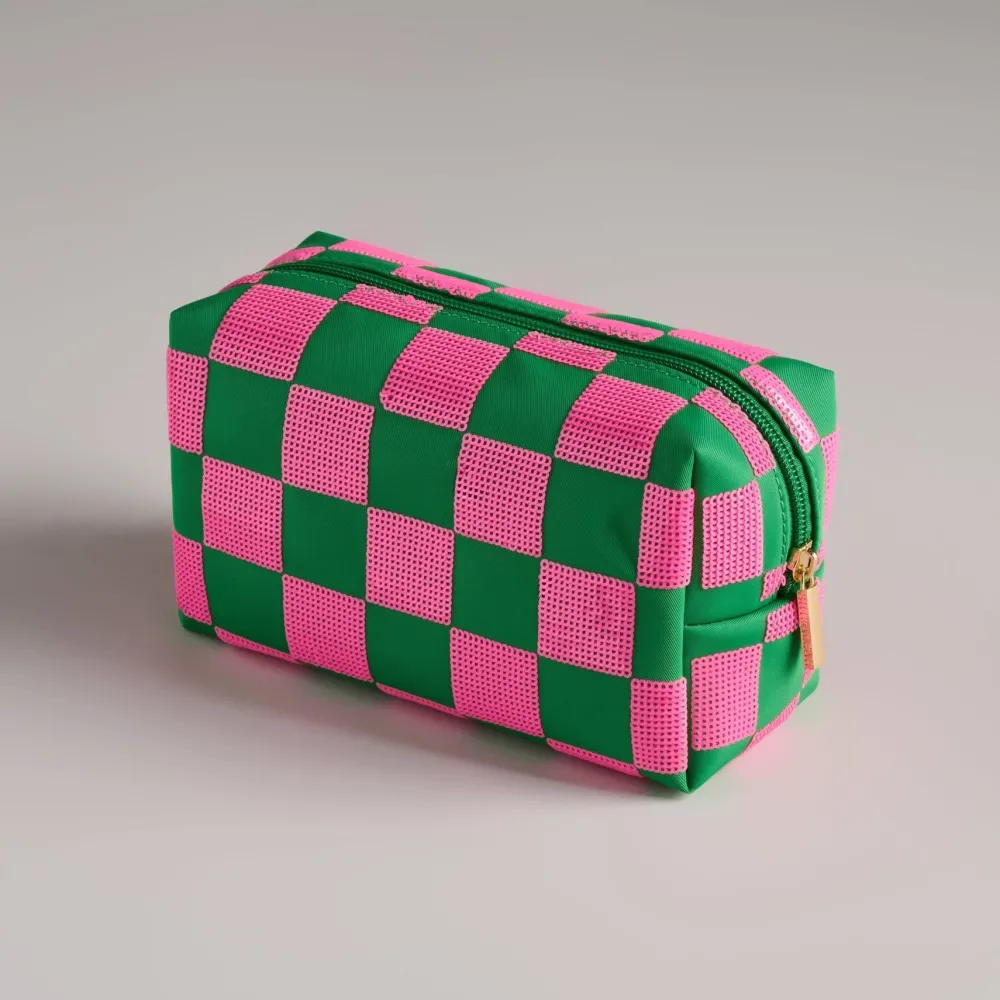 New Shiraleah Retail Check Pattern Zip Pouch