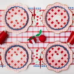 Bonjour Fete Cherry Pie Gingham Large Napkins