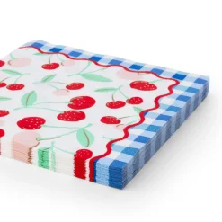 Bonjour Fete Cherry Pie Gingham Large Napkins