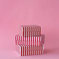 Clearance Bonjour Fete Cherry Red Cabana Stripe Display Box Risers