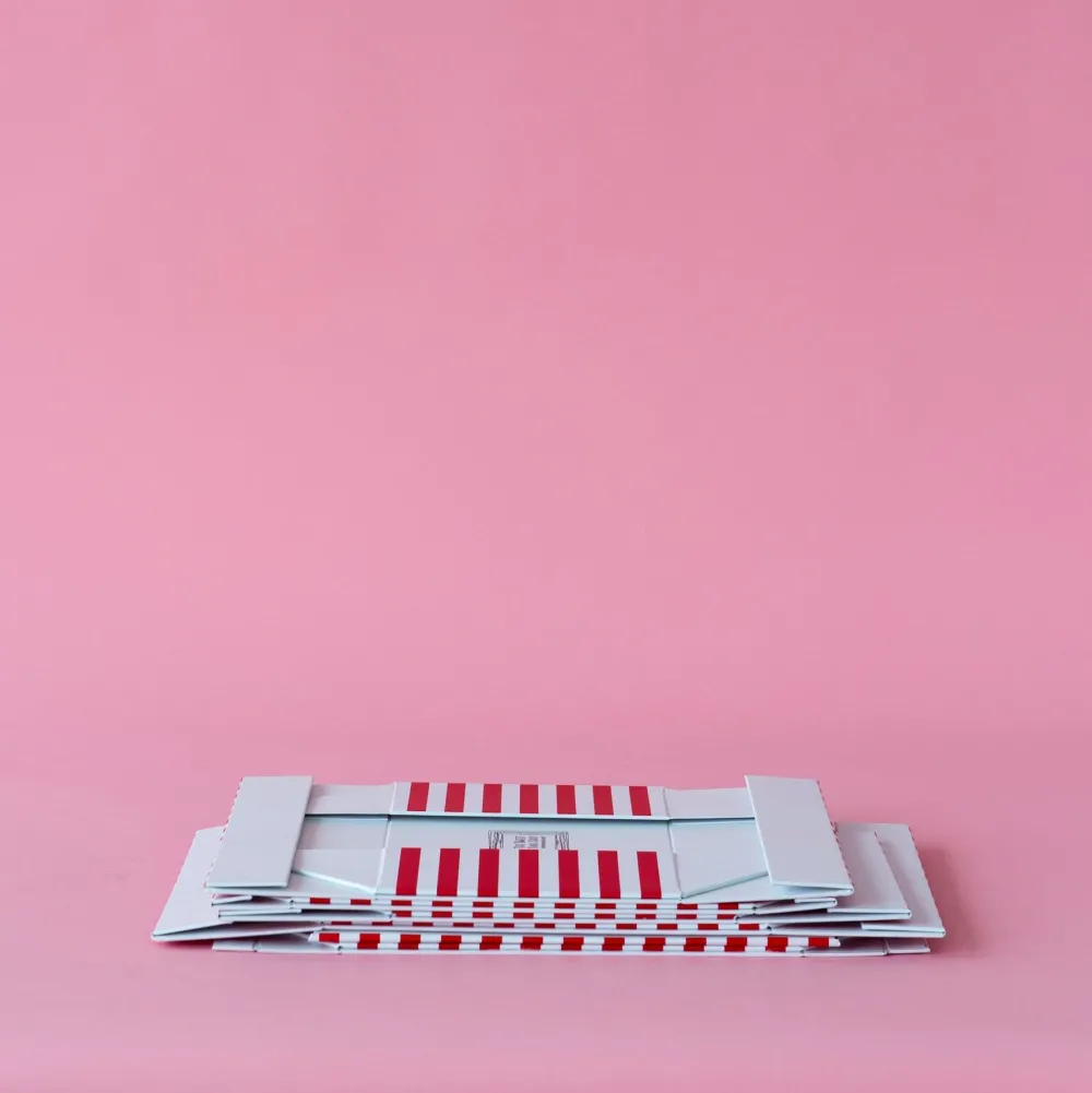 Clearance Bonjour Fete Cherry Red Cabana Stripe Display Box Risers