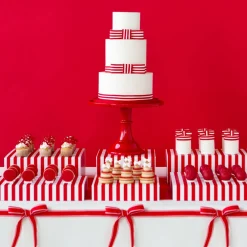 Clearance Bonjour Fete Cherry Red Cabana Stripe Display Box Risers