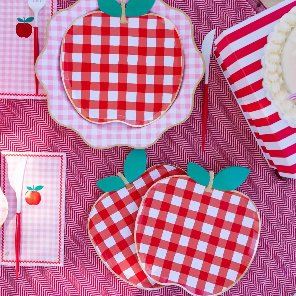 New Bonjour Fete Cherry Red Gingham Apple Small Plates