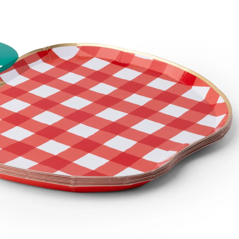 New Bonjour Fete Cherry Red Gingham Apple Small Plates