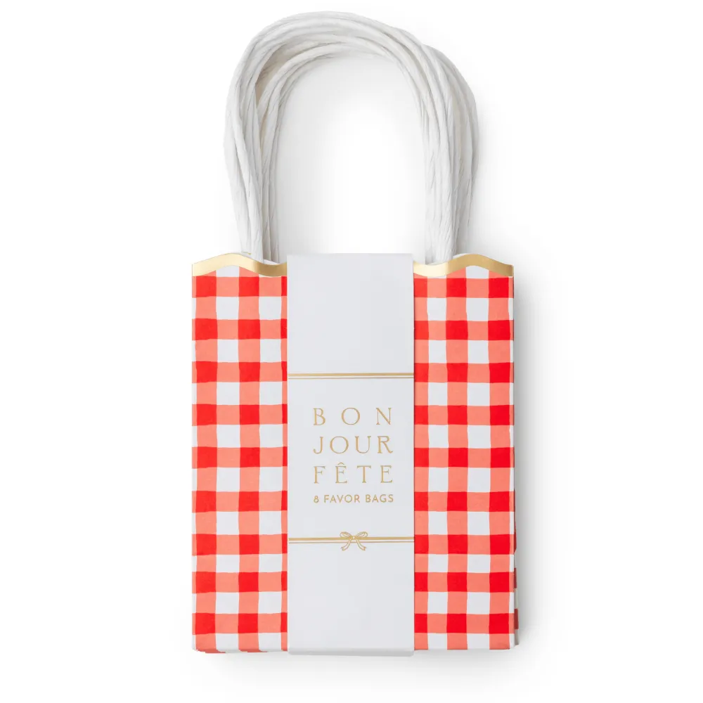 Clearance Bonjour Fete Cherry Red Gingham Favor Bags